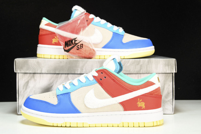 nike dunk low retro prm year of the rabbit blue orange cream shoes fd4203-111