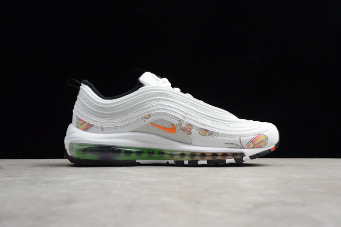 nike womens air max 97 white-orange flower 921733-101
