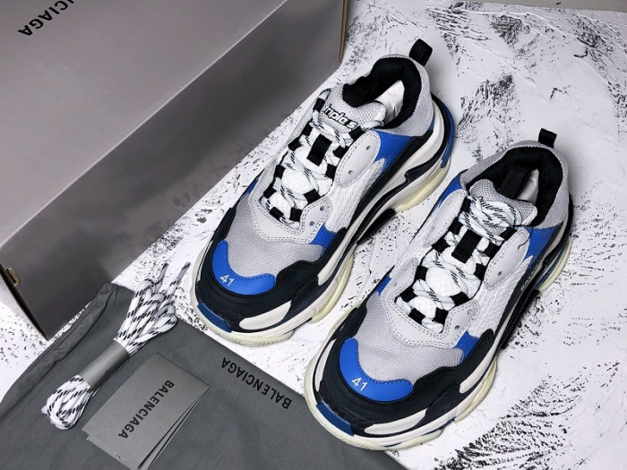 bl triple s trainers clear sole b;ack blue white 541624 w09oh 1007
